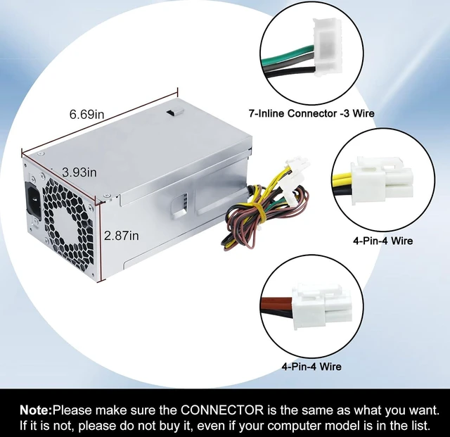 Alt view image 4 of 6 - D19-260P1A Power Supply 260W Power Supply Replacement L70041-002 PCG004 Compatible with HP prodesk 400 G7 480 G7 600 G6 800 G6 7-Inline Connector + 4-Pin*2
