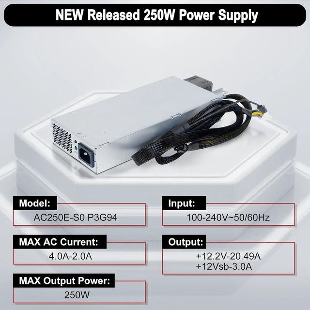 Alt view image 5 of 6 - AC250E-S0 P3G94 250W Power Supply FSE024-241G Compatible with Dell PowerEdge R240 Power Supply Connector8pin X2 + 4 pin + 2 pin