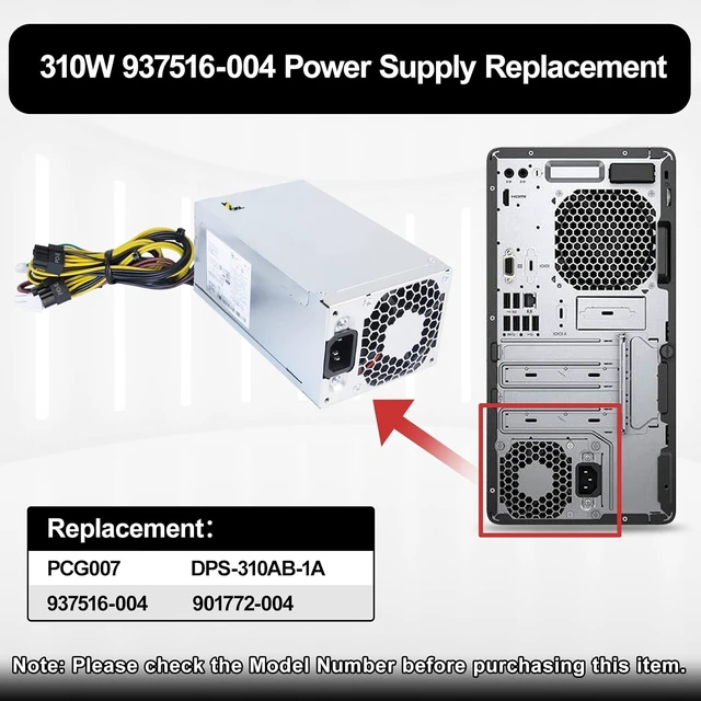 Alt view image 3 of 7 - PCG007 937516-004 310W Power Supply Compatible with HP ProDesk 280 288 480 G3 MT, Compatible with HP 400G4 282G3 SFF 901772-004 DPS-310AB-1A PSU Power Supply