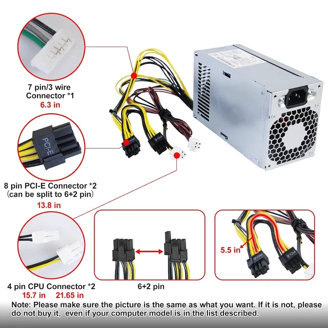 Alt view image 4 of 7 - PCG007 937516-004 310W Power Supply Compatible with HP ProDesk 280 288 480 G3 MT, Compatible with HP 400G4 282G3 SFF 901772-004 DPS-310AB-1A PSU Power Supply