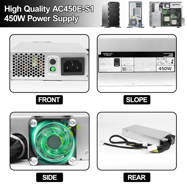 Alt view image 5 of 6 - AC450E-S1 XKY89 450W Dell Power Supply Compatible with DELL PowerEdge T440 T430 T420 T320 R430 R440 R530 R540 Replaces T7MF2 FSD061-240G2 DPS-450AB-6 FSD061-242G18pin+10pin*2+8pin