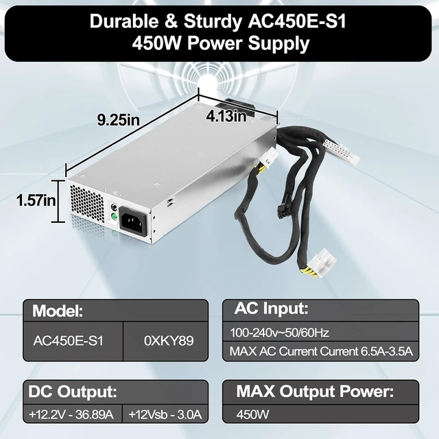 Alt view image 6 of 6 - AC450E-S1 XKY89 450W Dell Power Supply Compatible with DELL PowerEdge T440 T430 T420 T320 R430 R440 R530 R540 Replaces T7MF2 FSD061-240G2 DPS-450AB-6 FSD061-242G18pin+10pin*2+8pin