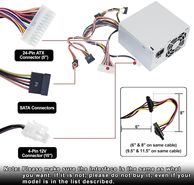 Alt view image 4 of 6 - DPS-300AB-73 A 300W Power Supply Compatible with HP Omen 510 560 570 HP Pro Server Power Supply 667893-003Q PSU Replacement for Part PS-6301-07 715185-001 759766-001 PSU