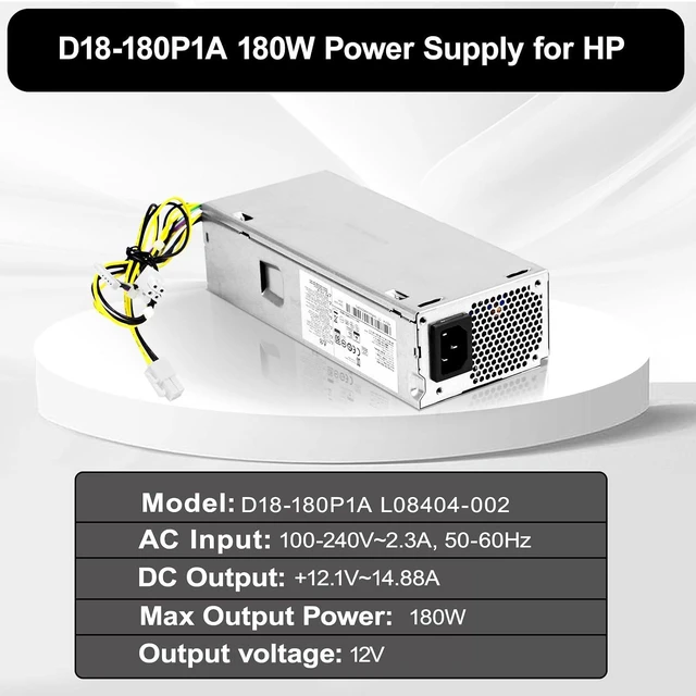 Alt view image 5 of 6 - D18-180P1A L08404-002 L07658-003 180W Power Supply Compatible with HP ProDesk 400 G5 SFF 600 G3 SFF 901765-003 901764-003 L07658-001 PA-1181-3HB DPS-180AB-30A 180w D18-180P1A Power Supply