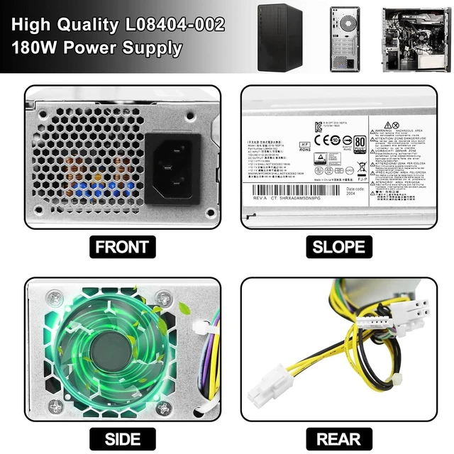 Alt view image 6 of 6 - D18-180P1A L08404-002 L07658-003 180W Power Supply Compatible with HP ProDesk 400 G5 SFF 600 G3 SFF 901765-003 901764-003 L07658-001 PA-1181-3HB DPS-180AB-30A 180w D18-180P1A Power Supply
