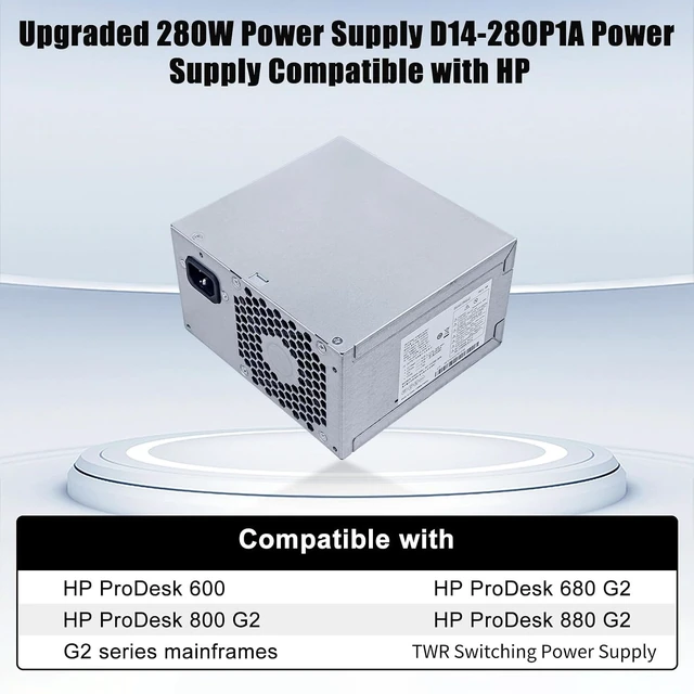 Alt view image 2 of 7 - PCE015 796348-001 D14-280P1A 280W Power Supply 796418-001 PSU Compatible with HP Desktop 600 680 800 880 G2 TWR Switching Power Supply Replace DPS-280AB-5A PS-4281-1HA M5R36PA PCE016 PSU