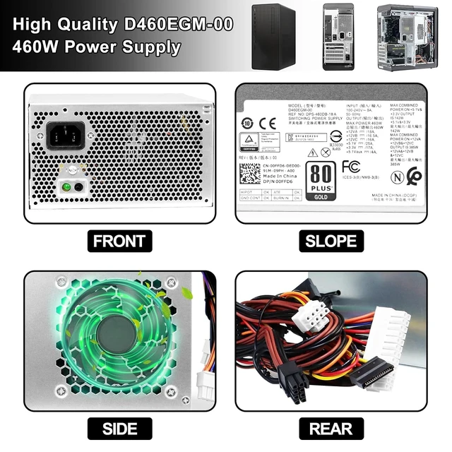 Alt view image 6 of 7 - D460EGM-00 460W Power Supply Compatible with Dell Precision 3630 T3630 5680 T3640 T3650 Alien-Ware Aurora R7 R6 R5 460w PSU Replace DPS-460DB-18 A AC460AM-01 D460AM-03 PSU