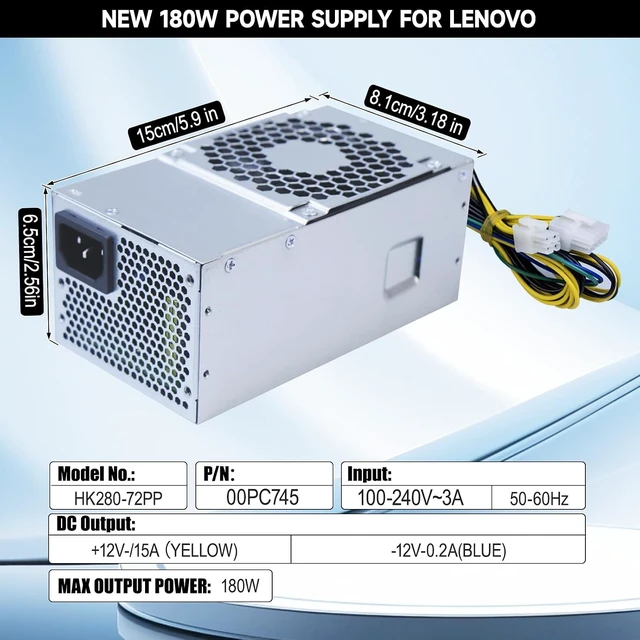 Alt view image 4 of 7 - HK280-72PP 180W Power Supply Compatible with Lenovo M410 M415 M510 M510S M610 M710 M910 S500 S510 B415 V525 V530 Replaces PA-2181-2 FSP180-20TGBAB 54Y8971 00PC745 180w TFX Power Supply