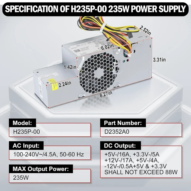 Alt view image 4 of 7 - H235P-00 PW116 235W Power Supply Compatible for Dell OptiPlex