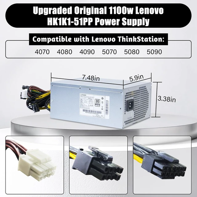 Alt view image 3 of 7 - 1100W HK1K1-51PP PA-3112-1 Power Supply Compatible with Lenovo ThinkStation Tower Workstation PSU for 5P51D77184 Replaces Part SP50H29678 SP50H29677 for 4070 4080 4090 5070 5080 5090