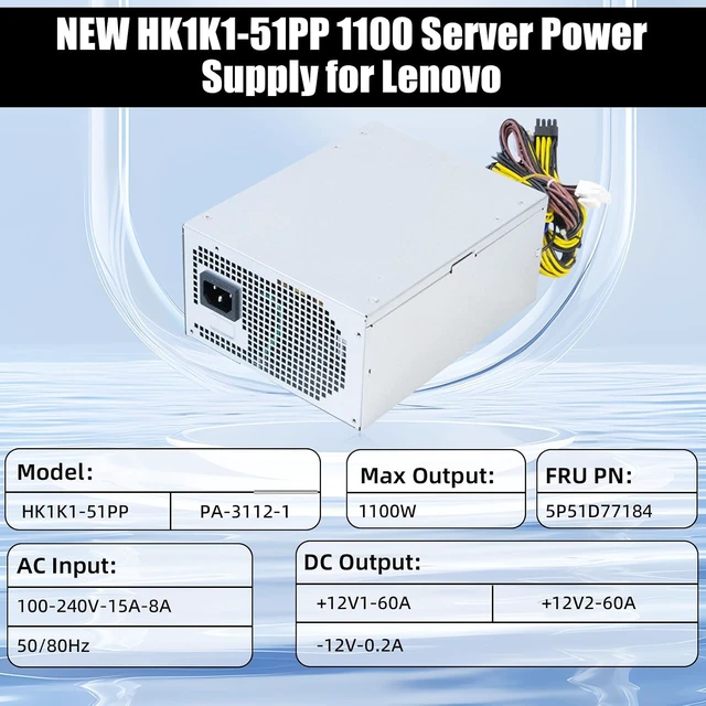 Alt view image 5 of 7 - 1100W HK1K1-51PP PA-3112-1 Power Supply Compatible with Lenovo ThinkStation Tower Workstation PSU for 5P51D77184 Replaces Part SP50H29678 SP50H29677 for 4070 4080 4090 5070 5080 5090