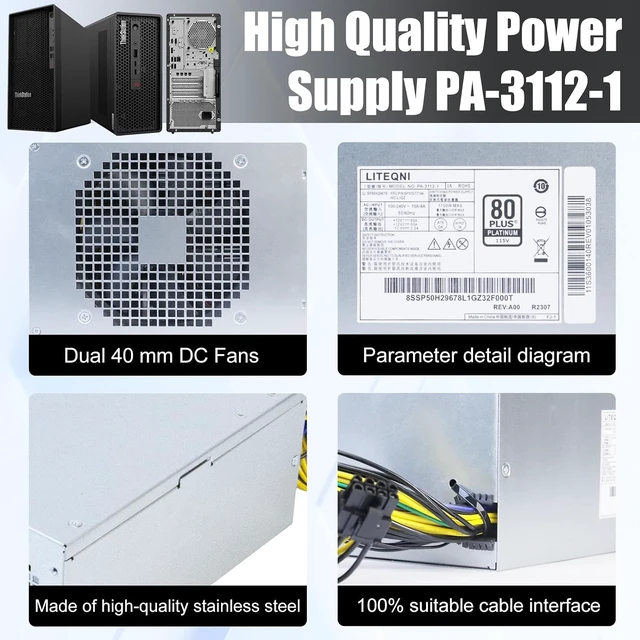 Alt view image 6 of 7 - 1100W HK1K1-51PP PA-3112-1 Power Supply Compatible with Lenovo ThinkStation Tower Workstation PSU for 5P51D77184 Replaces Part SP50H29678 SP50H29677 for 4070 4080 4090 5070 5080 5090