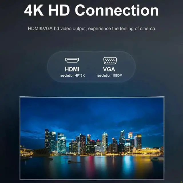 Alt view image 7 of 7 - Dual Monitor USB C Docking Station, HDMI & VGA Adapter, PD3.0, Ethernet, SD TF Card Reader, 5 USB Ports, Mic/Audio USB C Hub, Thunderbolt Dock Compatible for MacBook Air Pro or More