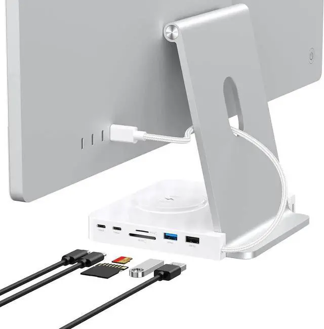 Alt view image 5 of 6 - USB C Hub for iMac 24-inch 2021/2023/2024, 10Gbps USB-C*2 & USB-A, SD/TF Reader, 15W Wireless Charge, Accessory Adaptor for iMac M1 M2 M4