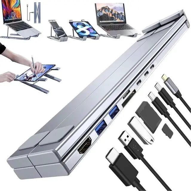 Main image of Civilizek Laptop Stand, Civilizek/Civilized 8-in-1 USB-C Laptop Stand, Laptop Stand Docking Station, Portable Laptop Stand, 8-in-1 USB-C Hub with 4K HDMI, 2 USB 3.0, PD 100W for Offices (8 in 1)