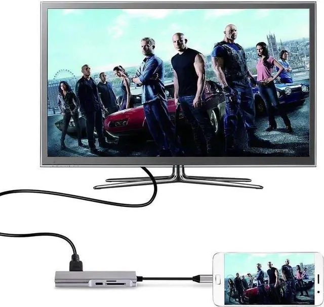 Alt view image 6 of 7 - 5 in 1 USB C Hub Aluminum with HDMI 4K Adapter USB 3.0 Ports 1 SD and 1 microSD PD 100W Card Reader for and More Type-C Devices Universal Docking Station Dual Video Monitor Display