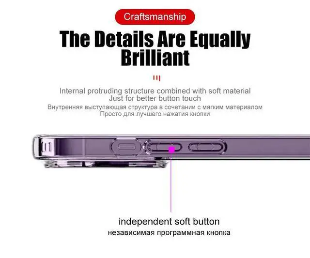 Alt view image 7 of 7 - Original Clear Silicone Phone Case for iPhone 17 Air / iPhone 15 / iPhone 14, Ultra-Thin Shockproof Protective Cover iPhone 15 Plus Transparent airbag shell- large holes