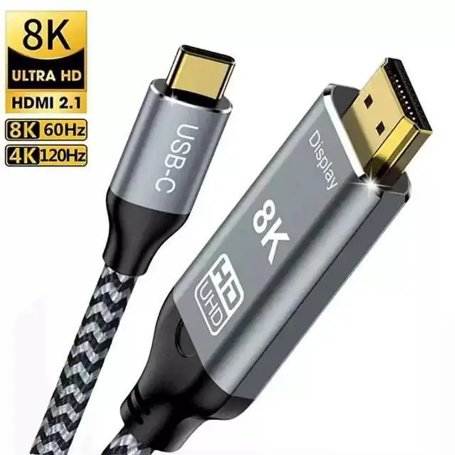 Main image of MIZIQIER USB C to HDMI 2.1 Cable 8K@60Hz 4K@120Hz 48Gbps, Type-C to HDMI Braided Cord Nylon Braid Aluminum Shell 8k 1m-3.3FT