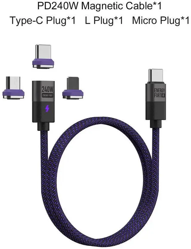 Main image of 240W Magnetic Charging Cable PD3.1 5A Fast Charging USB C Multiple length options 1.2m C Cable 3 Plug