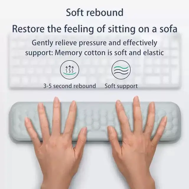 Alt view image 5 of 6 - Ergonomic Keyboard and Mouse Wrist Rest Set, Breathable Memory Foam with Massage Pattern, Skin-Friendly and Sweat-Proof, All-Season Comfort for Office Workers and Typists minimal gray /130x60x20mm