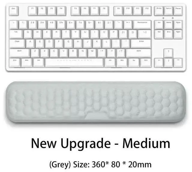 Main image of Ergonomic Keyboard and Mouse Wrist Rest Set, Breathable Memory Foam with Massage Pattern, Skin-Friendly and Sweat-Proof, All-Season Comfort for Office Workers and Typists Gray medium /360x80x20mm