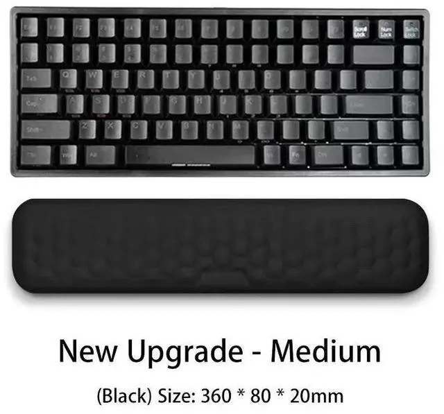 Main image of Ergonomic Keyboard and Mouse Wrist Rest Set, Breathable Memory Foam with Massage Pattern, Skin-Friendly and Sweat-Proof, All-Season Comfort for Office Workers and Typists Black medium /360x80x20mm