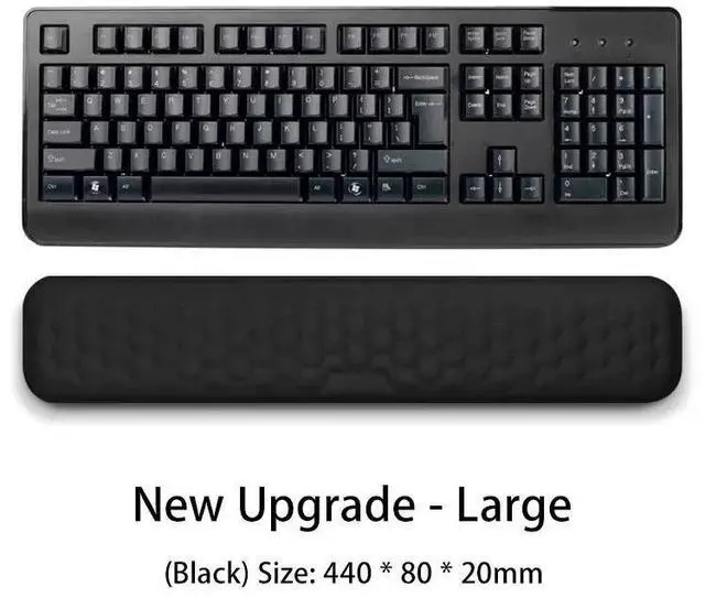 Main image of Ergonomic Keyboard and Mouse Wrist Rest Set, Breathable Memory Foam with Massage Pattern, Skin-Friendly and Sweat-Proof, All-Season Comfort for Office Workers and Typists Black Tuba /440x80x20mm