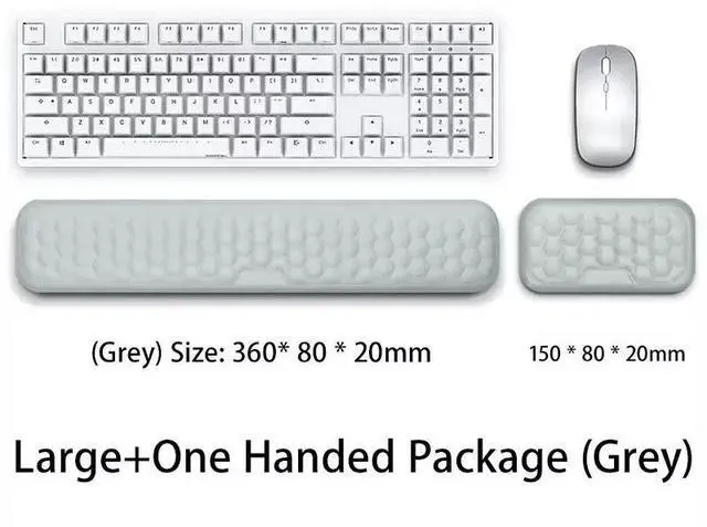 Main image of Ergonomic Keyboard and Mouse Wrist Rest Set, Breathable Memory Foam with Massage Pattern, Skin-Friendly and Sweat-Proof, All-Season Comfort for Office Workers and Typists Gray medium + small