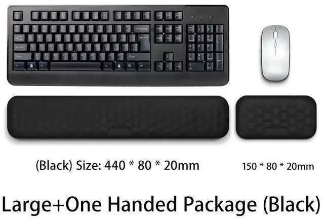 Main image of Ergonomic Keyboard and Mouse Wrist Rest Set, Breathable Memory Foam with Massage Pattern, Skin-Friendly and Sweat-Proof, All-Season Comfort for Office Workers and Typists Black plus + small