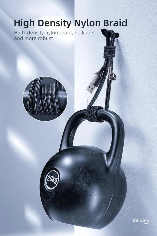 Alt view image 7 of 7 - Essager 540 Rotate Magnetic Cable 3A Fast Charging Micro USB Type C Cable For iPhone Xiaomi Magnet Grey No Plug Only Cable 1m