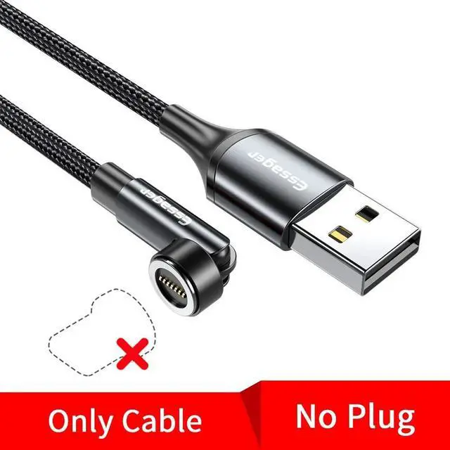 Main image of Essager 540 Rotate Magnetic Cable 3A Fast Charging Micro USB Type C Cable For iPhone Xiaomi Magnet Grey No Plug Only Cable 1m