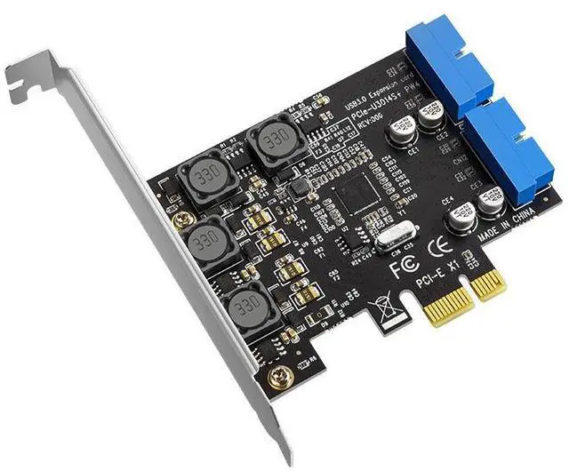 Alt view image 2 of 5 - PCIe to USB 3.0 Front Panel Expansion Card 4-Port Internal 19/20-Pin Header, 5Gbps, 2A per Port, for Desktop, Gaming PC & Workstation