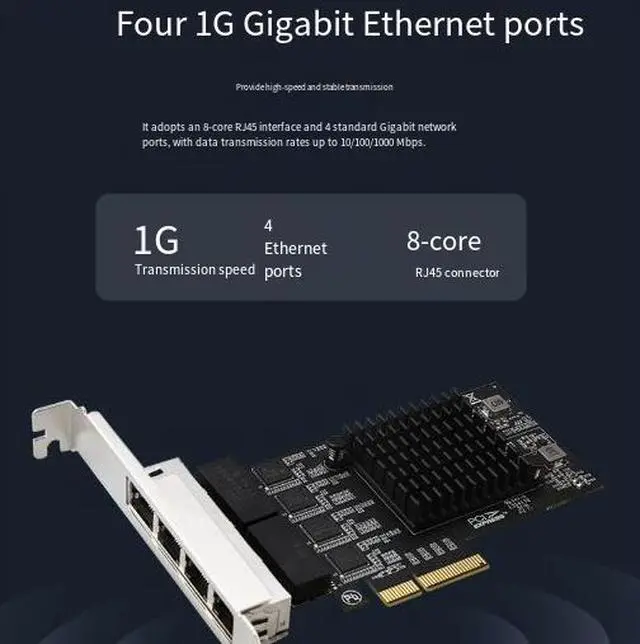 Alt view image 4 of 4 - PCIe Quad Port Gigabit Network Card 4 x Intel I210AT, ASM1812 PCIe Switch, 10/100/1000Mbps, Supports Link Aggregation, VLAN, PXE, for Server & Soft Router