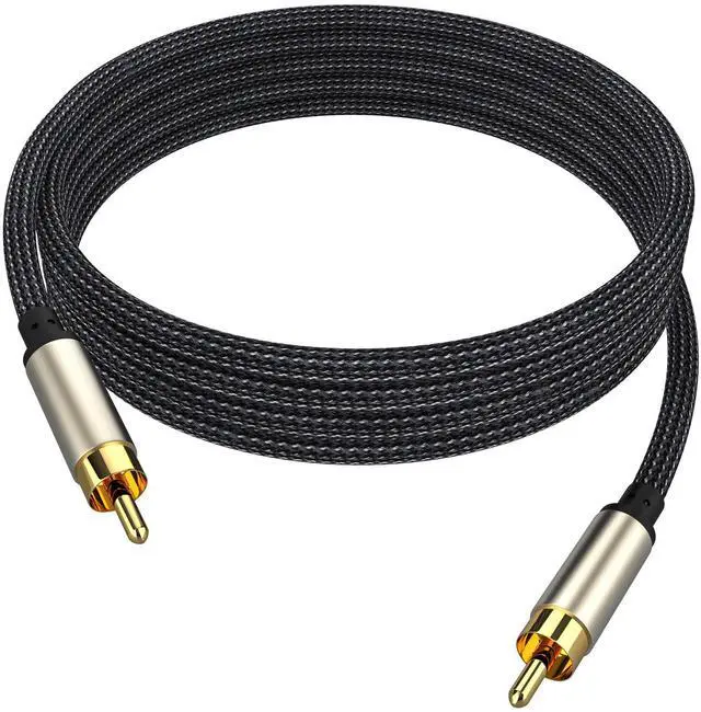 Main image of Digital Coaxial Audio Cable RCA to RCA, 75 Ohm, Gold-Plated Connectors, Nylon Braided, Hi-Fi 5.1 SPDIF, for TV, DVD, Amplifier & Soundbar