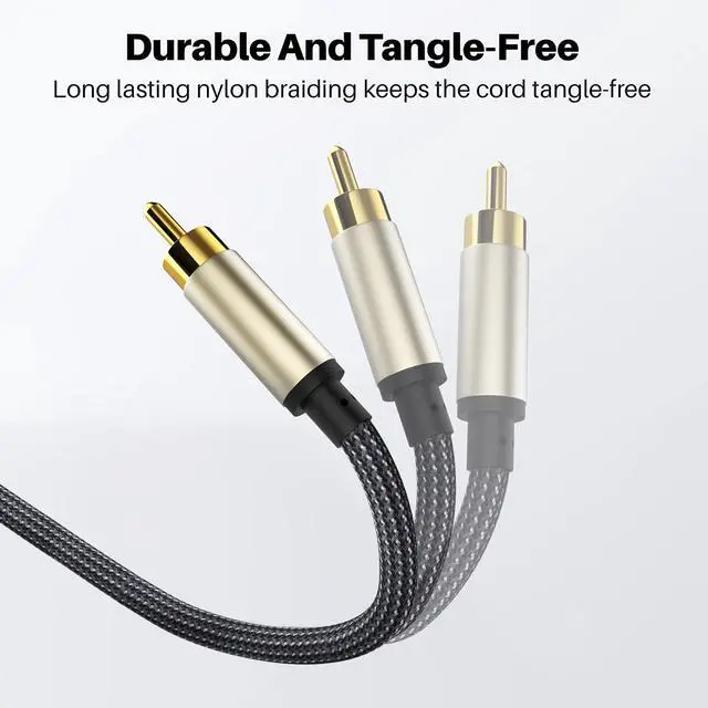 Alt view image 5 of 6 - Digital Coaxial Audio Cable RCA to RCA, 75 Ohm, Gold-Plated Connectors, Nylon Braided, Hi-Fi 5.1 SPDIF, for TV, DVD, Amplifier & Soundbar