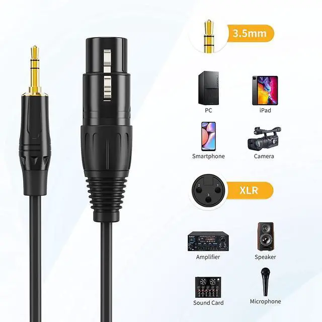 Alt view image 4 of 4 - 3.5mm TRS to XLR Male Audio Cable 90° Right-Angle, Gold-Plated Connectors, Pure Copper, Dual Shielding, for Smartphone, Laptop, Mixer & Speaker