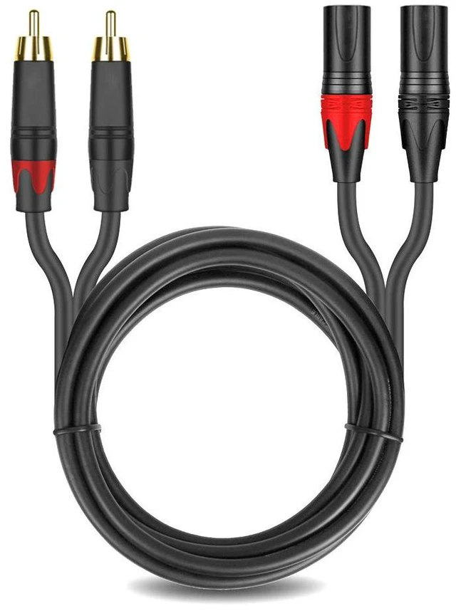 Main image of XLR to RCA Audio Cable Dual XLR Male to Dual RCA Male, 1.5m, 99.99% OFC, Gold-Plated Connectors, for Mixer, Amplifier, Speaker & Hi-Fi System