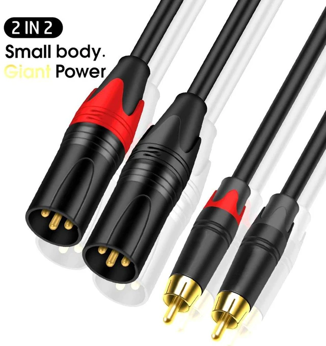 Alt view image 5 of 6 - XLR to RCA Audio Cable Dual XLR Male to Dual RCA Male, 1.5m, 99.99% OFC, Gold-Plated Connectors, for Mixer, Amplifier, Speaker & Hi-Fi System