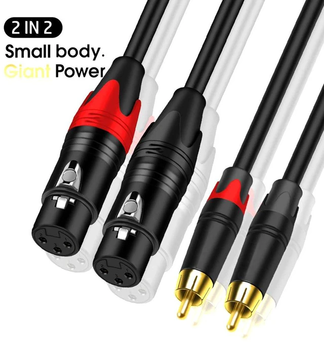 Alt view image 6 of 6 - XLR to RCA Audio Cable Dual XLR Male to Dual RCA Male, 1.5m, 99.99% OFC, Gold-Plated Connectors, for Mixer, Amplifier, Speaker & Hi-Fi System