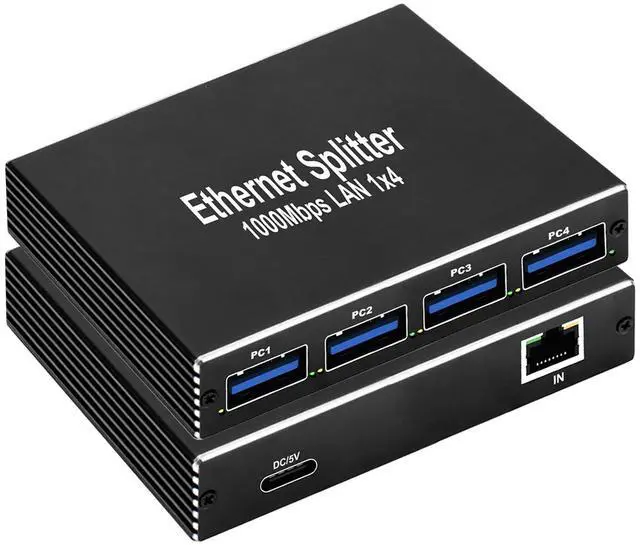 Alt view image 2 of 6 - Gigabit Ethernet Switch 4-Port, 10/100/1000Mbps, 1-in-4-out, USB Powered, Plug-and-Play, for Home, Office & Travel