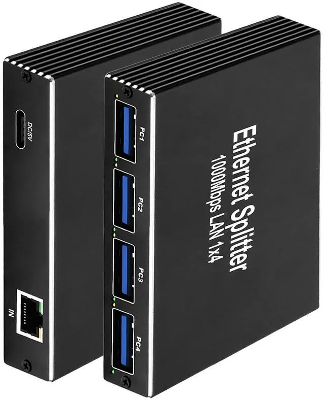 Main image of Gigabit Ethernet Switch 4-Port, 10/100/1000Mbps, 1-in-4-out, USB Powered, Plug-and-Play, for Home, Office & Travel