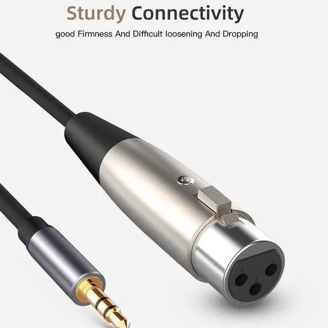 Alt view image 2 of 5 - 3.5mm Female to XLR Male Audio Cable 1/8" to XLR, 24K Gold Connectors, 4N OFC, Dual Shielding, for Smartphone, PC, Mixer & Speaker