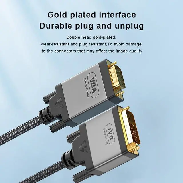Alt view image 2 of 7 - DVI to VGA Adapter Cable 24+1 DVI-D to VGA, 1080P, Gold-Plated, for PC, Laptop, Monitor & Projector