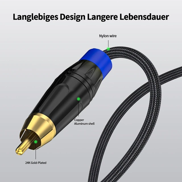 Alt view image 2 of 4 - USB-C to Dual RCA Audio Cable Built-in DAC, 24K Gold-Plated, Nylon Braided, for Smartphone, Tablet, Laptop to Amplifier, Speaker & Stereo System