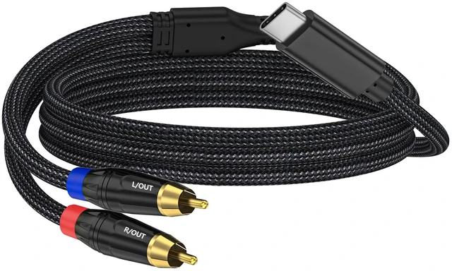 Main image of USB-C to Dual RCA Audio Cable Built-in DAC, 24K Gold-Plated, Nylon Braided, for Smartphone, Tablet, Laptop to Amplifier, Speaker & Stereo System