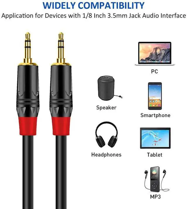 Alt view image 2 of 5 - 3.5mm TRS to TRS Audio Cable 1m, 99.99% OFC, Dual Shielding, Gold-Plated, for Smartphone, Laptop, Mixer, Amplifier & Guitar Amp