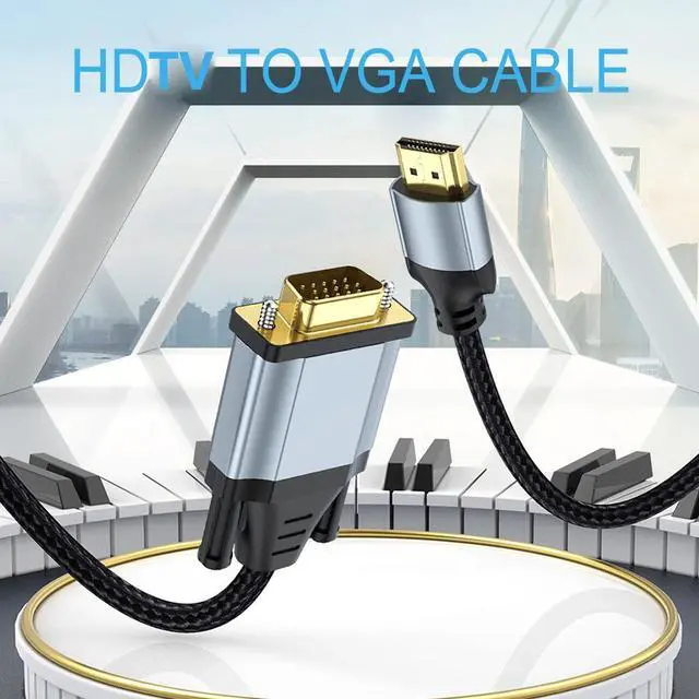 Alt view image 3 of 4 - HDMI to VGA Cable 1080P, 1.8m (6ft), 28AWG Copper, Aluminum Foil Shielding, Nylon Braided, for Laptop, PC, DVD to Monitor & Projector