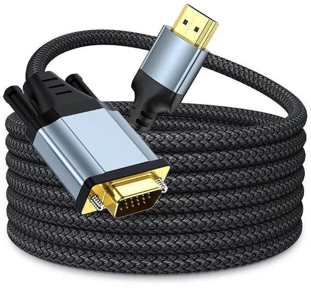 Main image of HDMI to VGA Cable 1080P, 1.8m (6ft), 28AWG Copper, Aluminum Foil Shielding, Nylon Braided, for Laptop, PC, DVD to Monitor & Projector