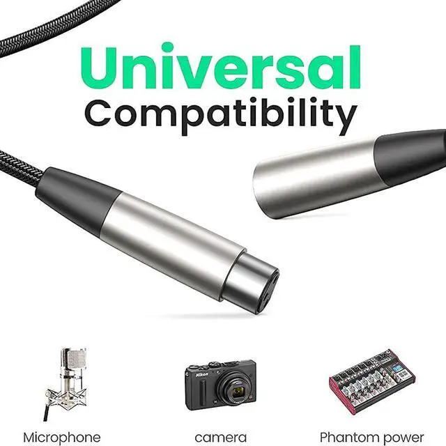 Alt view image 3 of 4 - XLR Male to Female Balanced Microphone Cable 1m, 3-Pin, OFC, Triple Shielding, Zinc Alloy Connectors, for Mixer, Speaker, Studio & Live Sound