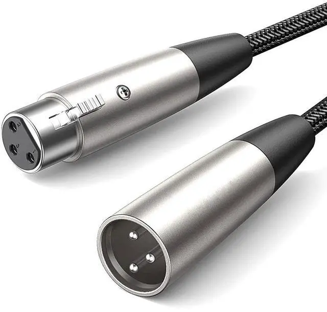 Main image of XLR Male to Female Balanced Microphone Cable 1m, 3-Pin, OFC, Triple Shielding, Zinc Alloy Connectors, for Mixer, Speaker, Studio & Live Sound
